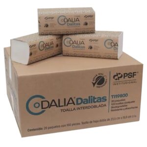 Caja de toalla interdoblada Dalitas 20 fajos de 100 hojas cada uno
