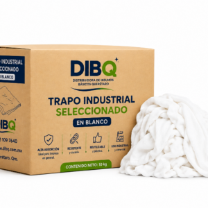 Caja de 10 kg de trapo industrial  seleccionado codificación de color blanco