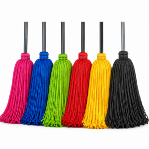 Pieza trapeador de microfibra española con bastón de lámina codificación de color